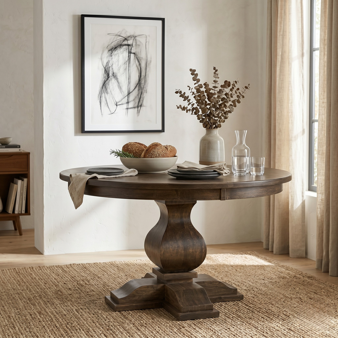 Hoosier Timbercraft Hawthorne Brown Maple Single Pedestal Table