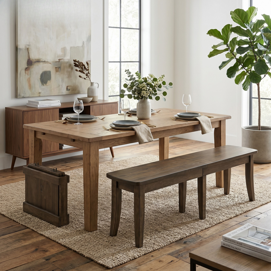 Hoosier Timbercraft Hudson Brown Maple Dining Bench