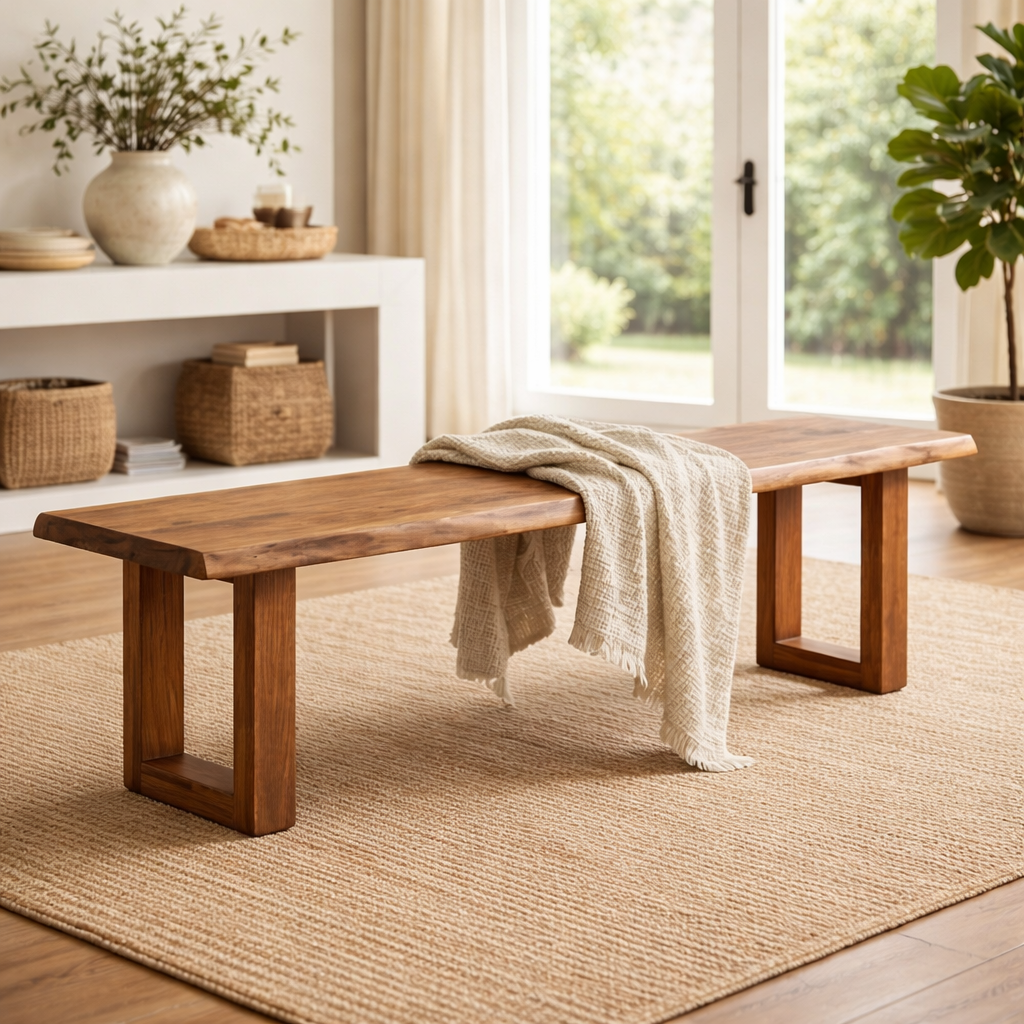 Hoosier Timbercraft Springfield Rustic Walnut Dining Bench