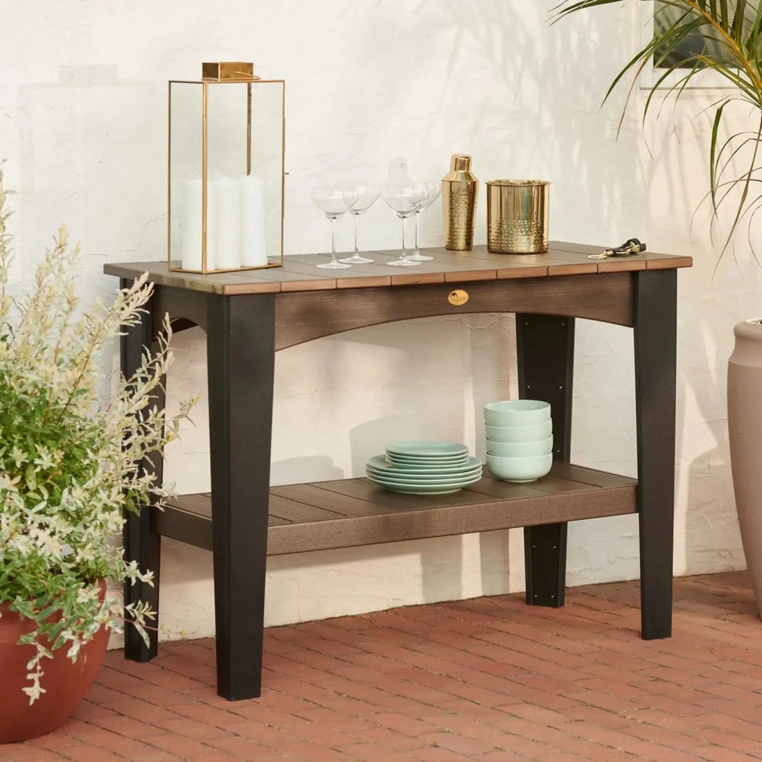 Island Buffet Table in Brazilian Walnut &amp; Black
