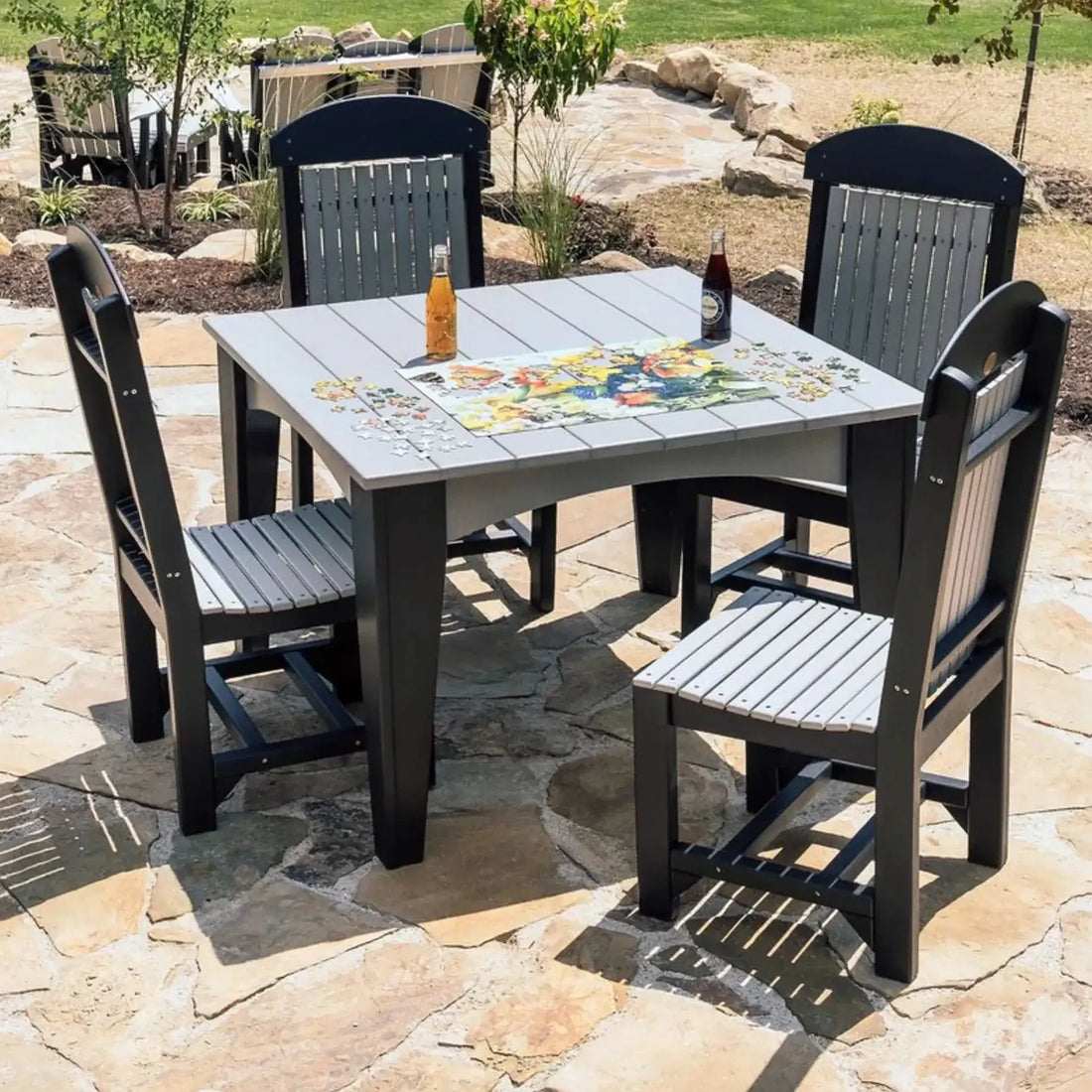 Island Dining Table in Dove Gray &amp; Black