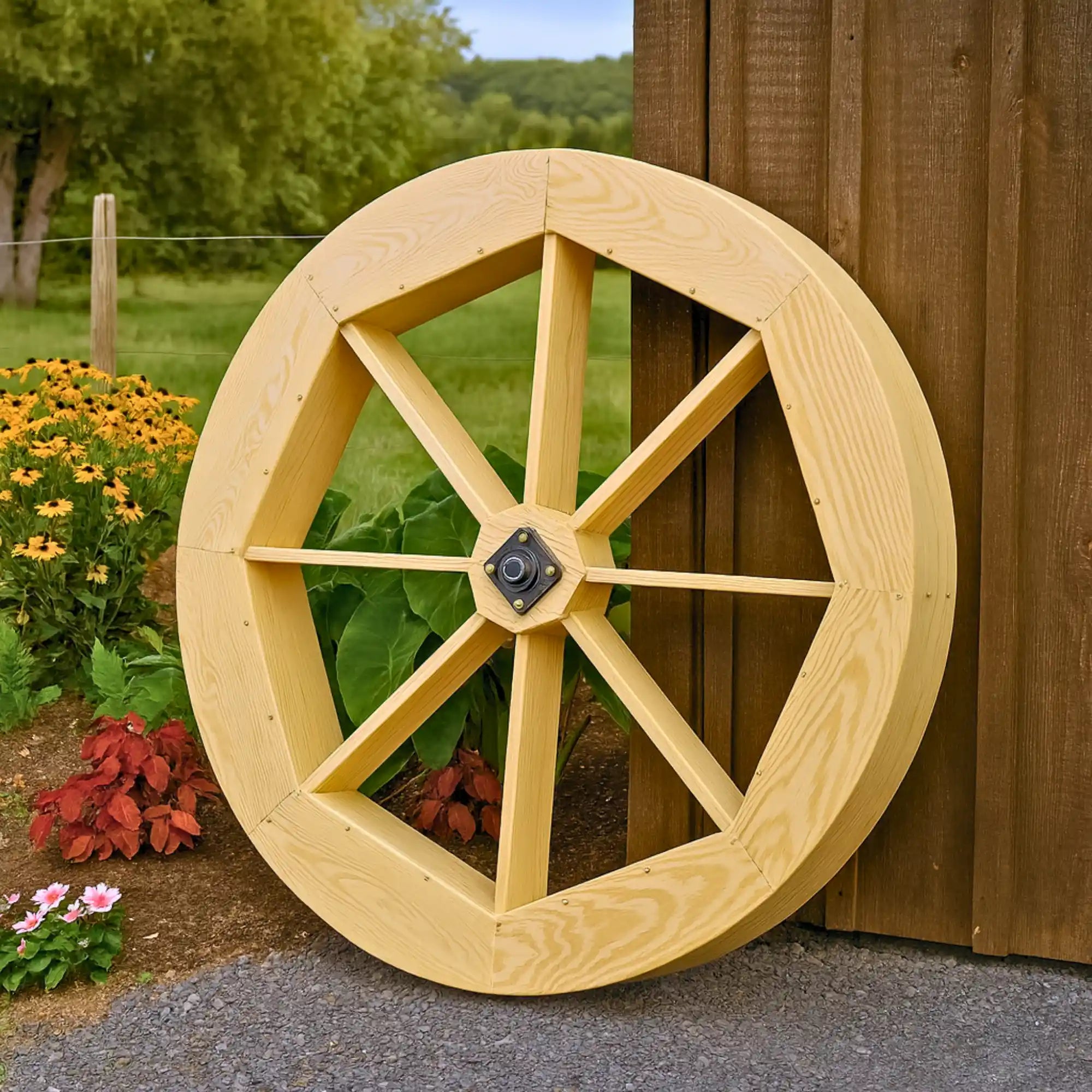 Heritage Lawncraft Amish Wood Outdoor Water Wheel
