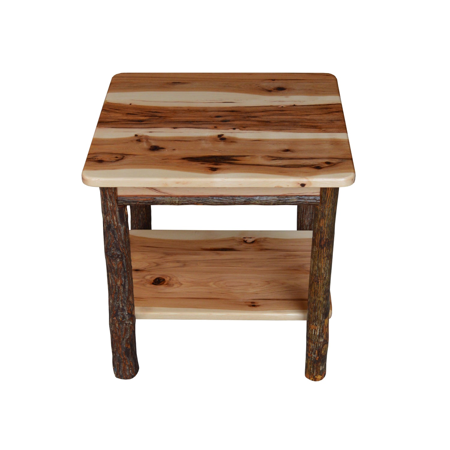 Keystone Amish Co. Hickory Solid Wood End Table with Shelf