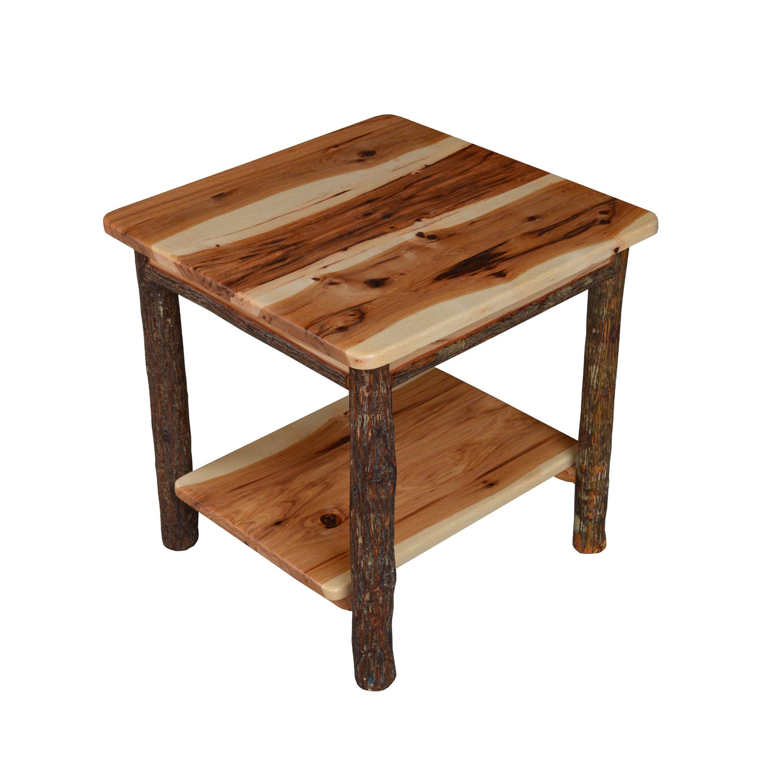 Keystone Amish Co. Hickory Solid Wood End Table with Shelf