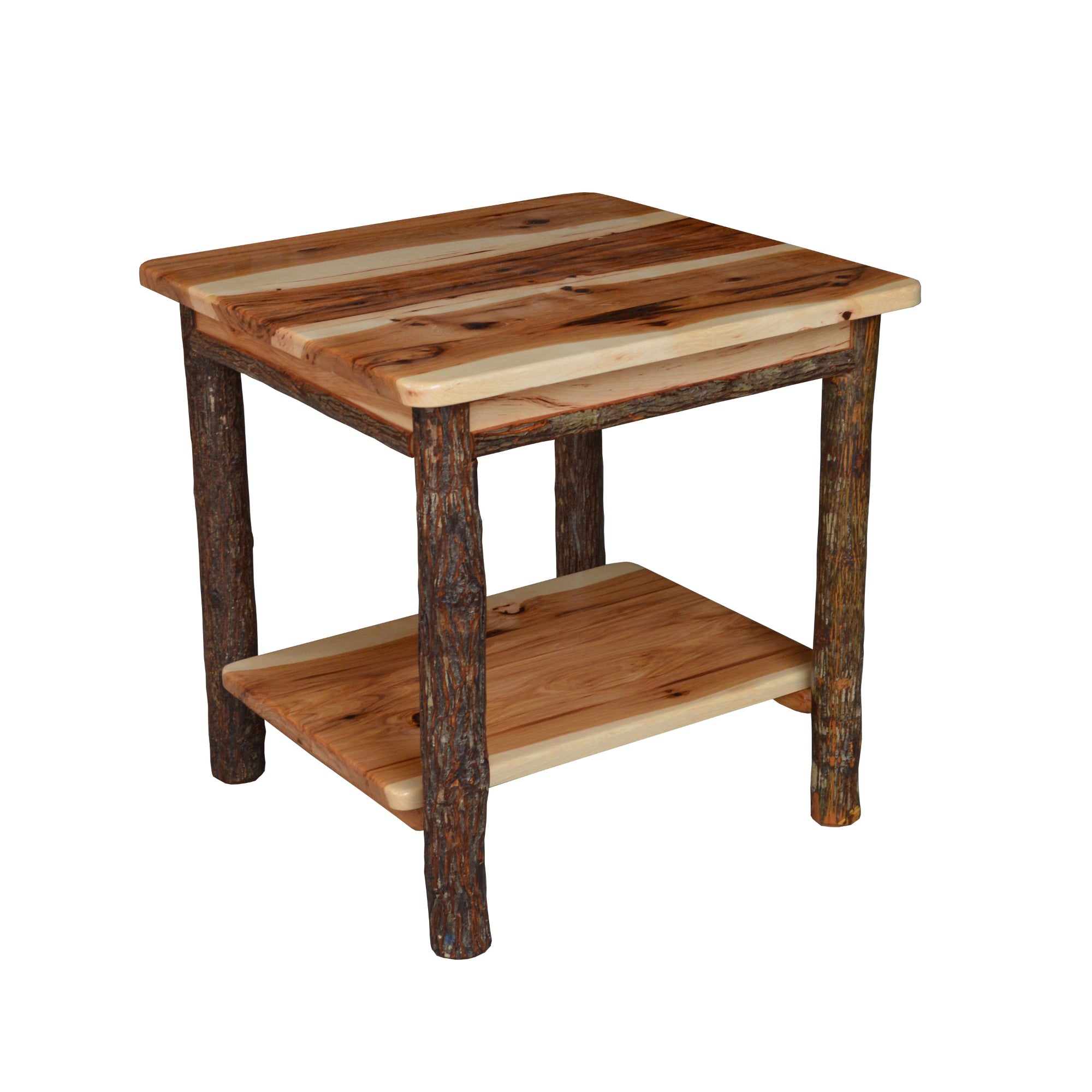 Keystone Amish Co. Hickory Solid Wood End Table with Shelf