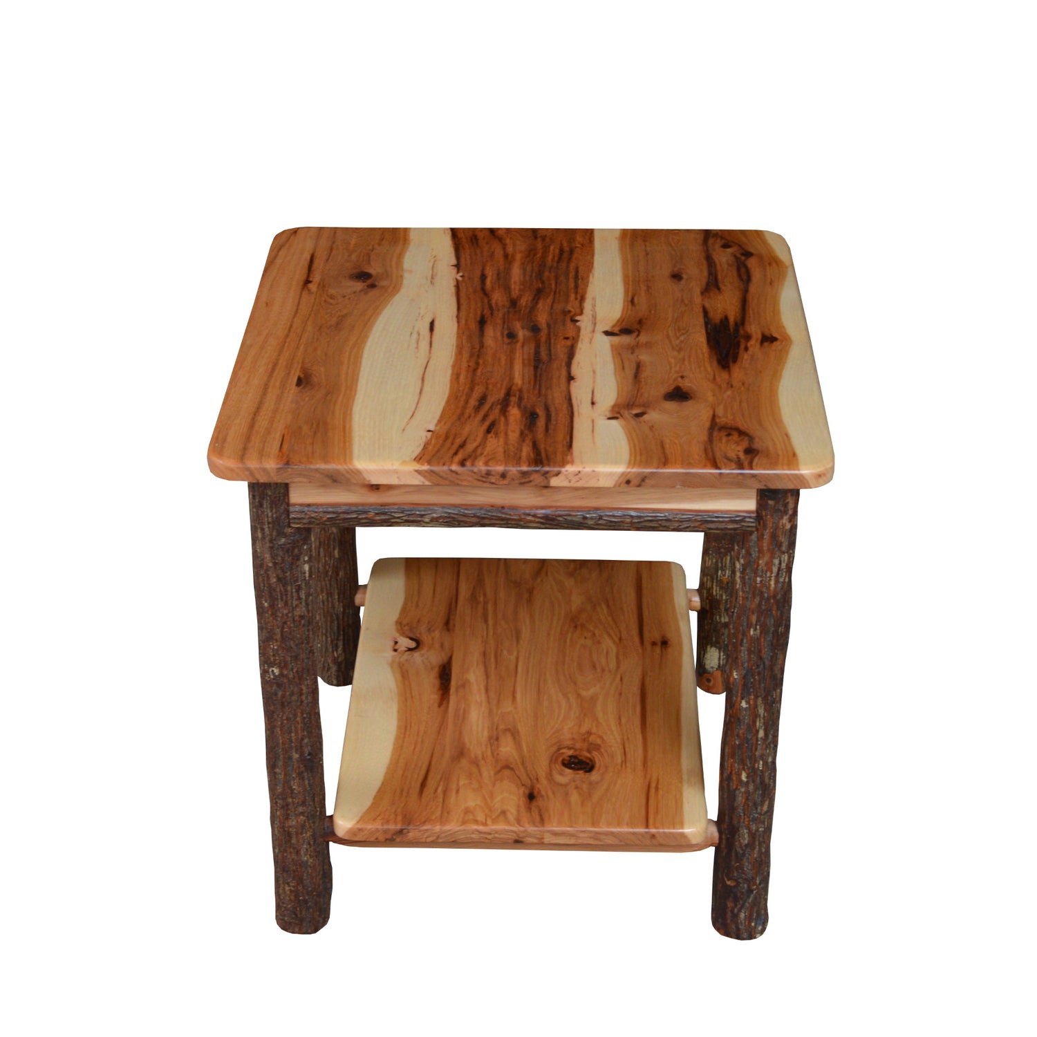 Keystone Amish Co. Hickory Solid Wood End Table with Shelf