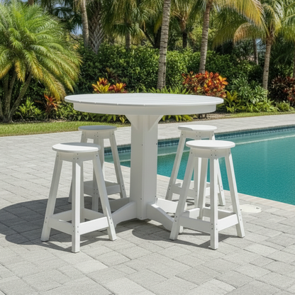 Keystone Amish Co. Sierra 5-Piece Poly Counter-Height Dining Set with Round Table