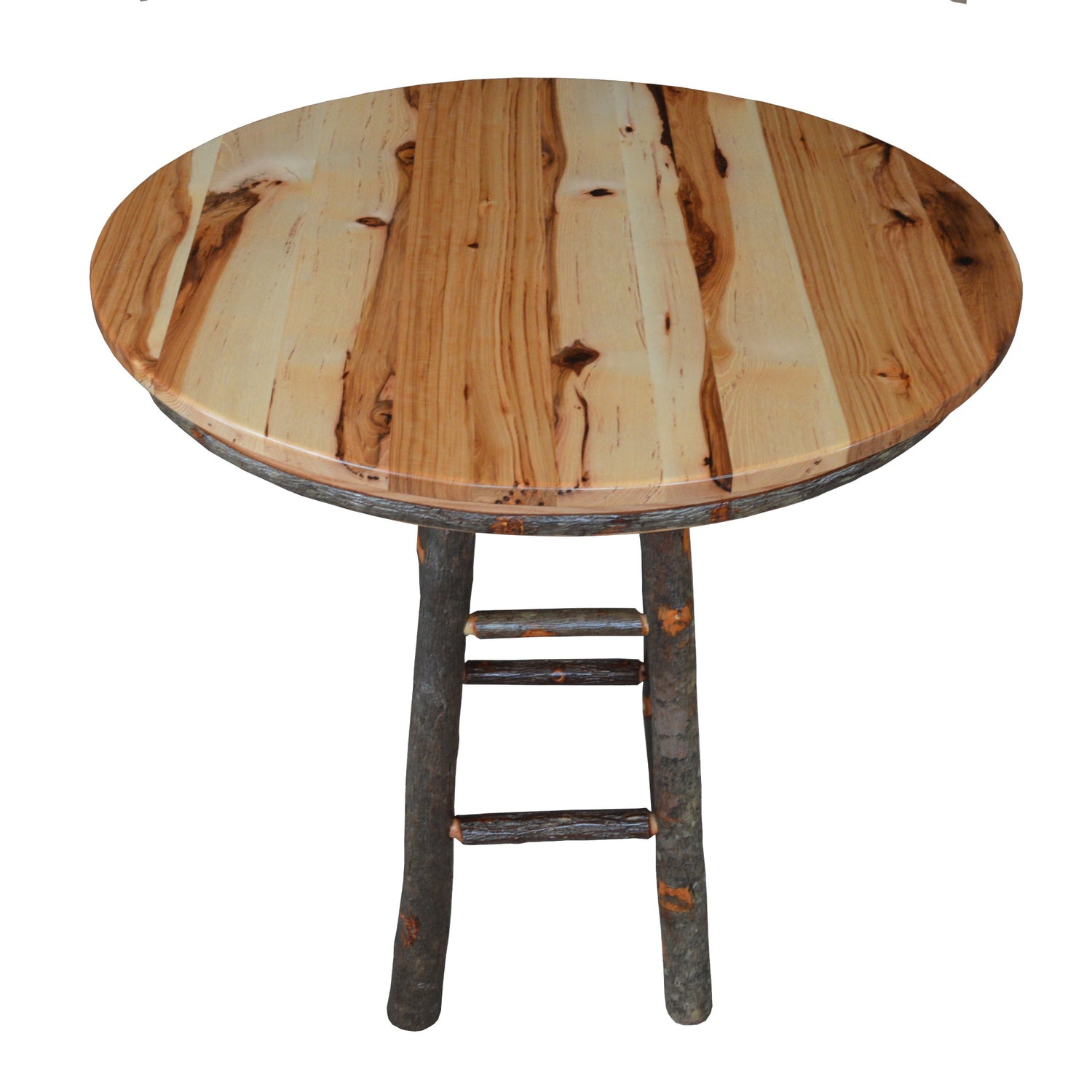 Keystone Amish Co. Round Hickory Rustic Bar Table