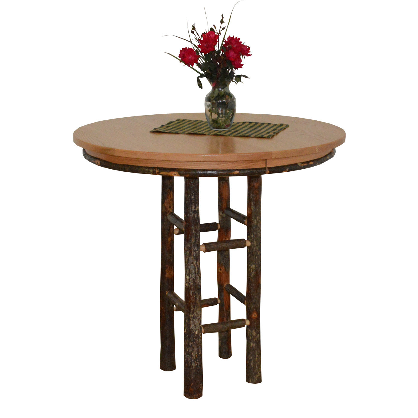 Keystone Amish Co. Round Hickory Rustic Bar Table