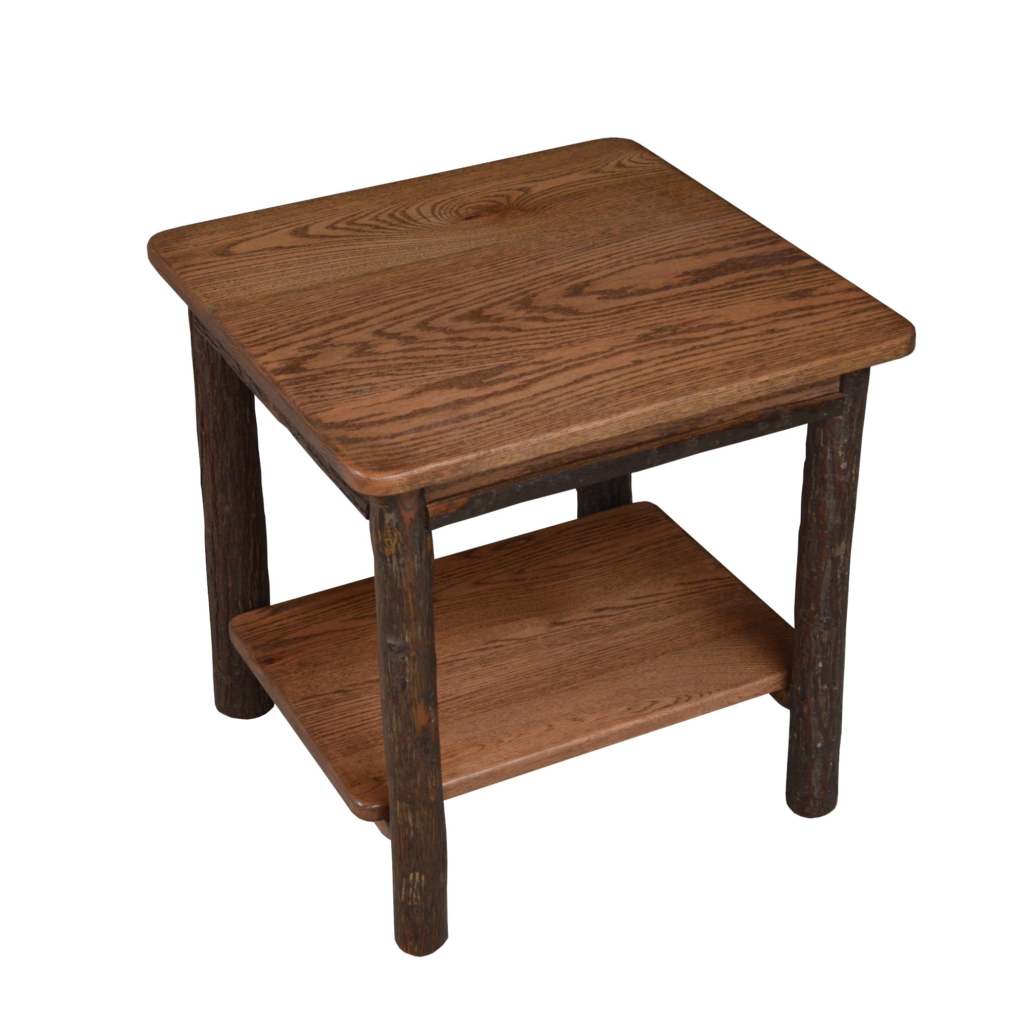 Keystone Amish Co. Hickory Solid Wood End Table with Shelf