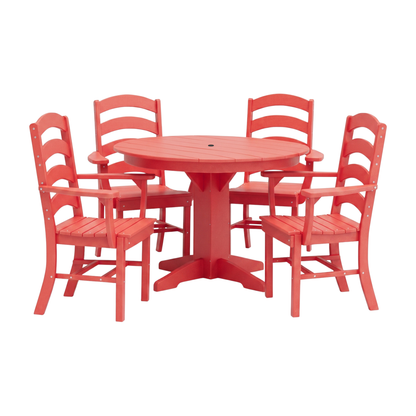 Keystone Amish Co. Josie 5-Piece Poly Outdoor Dining Set with Round Table