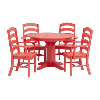 Keystone Amish Co. Josie 5-Piece Poly Outdoor Dining Set with Round Table