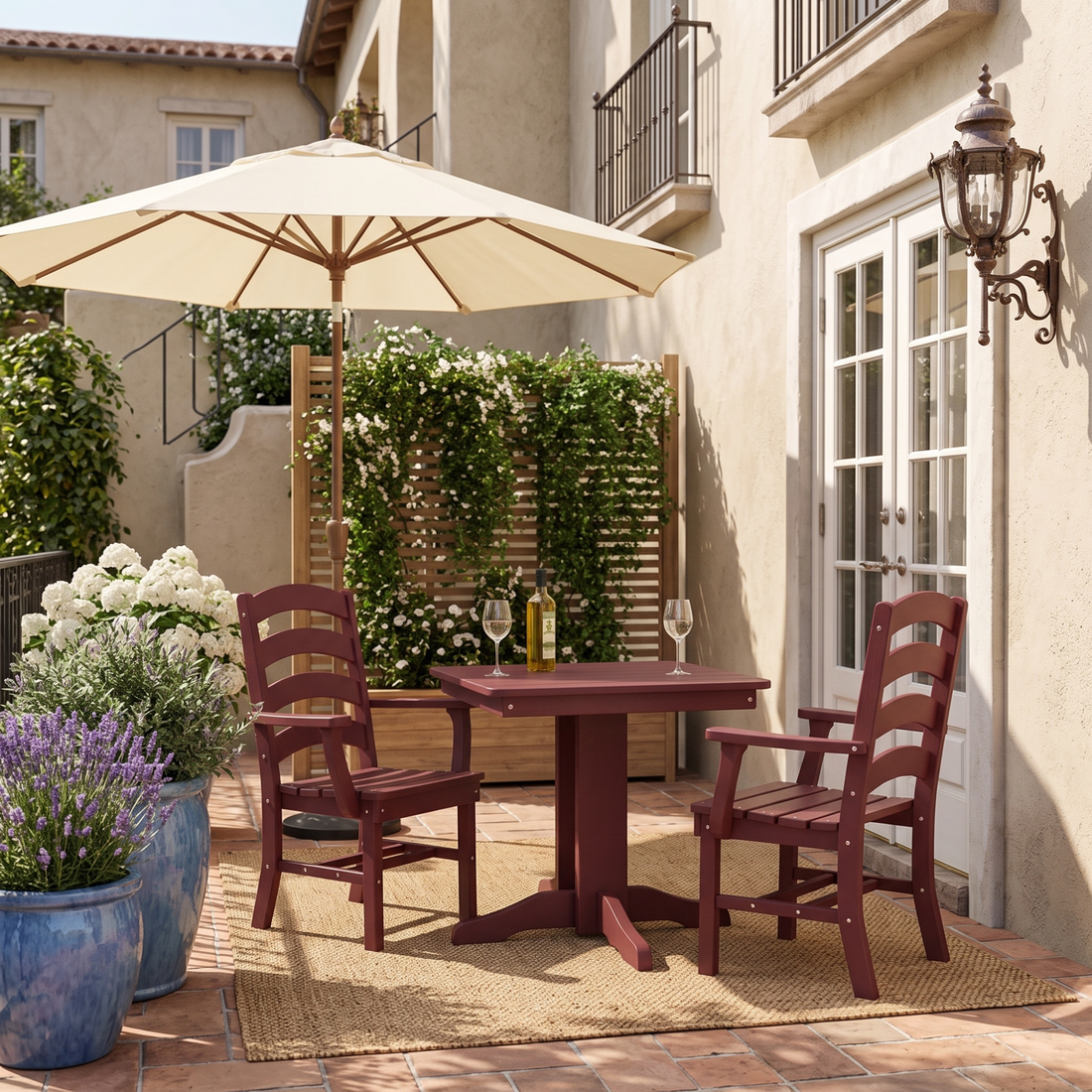 Keystone Amish Co. Josie 2 Person Poly Outdoor Dining Set with Square Table