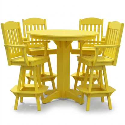 Keystone Amish Co. Classic 5-Piece Poly Round Bar-Height Dining Set