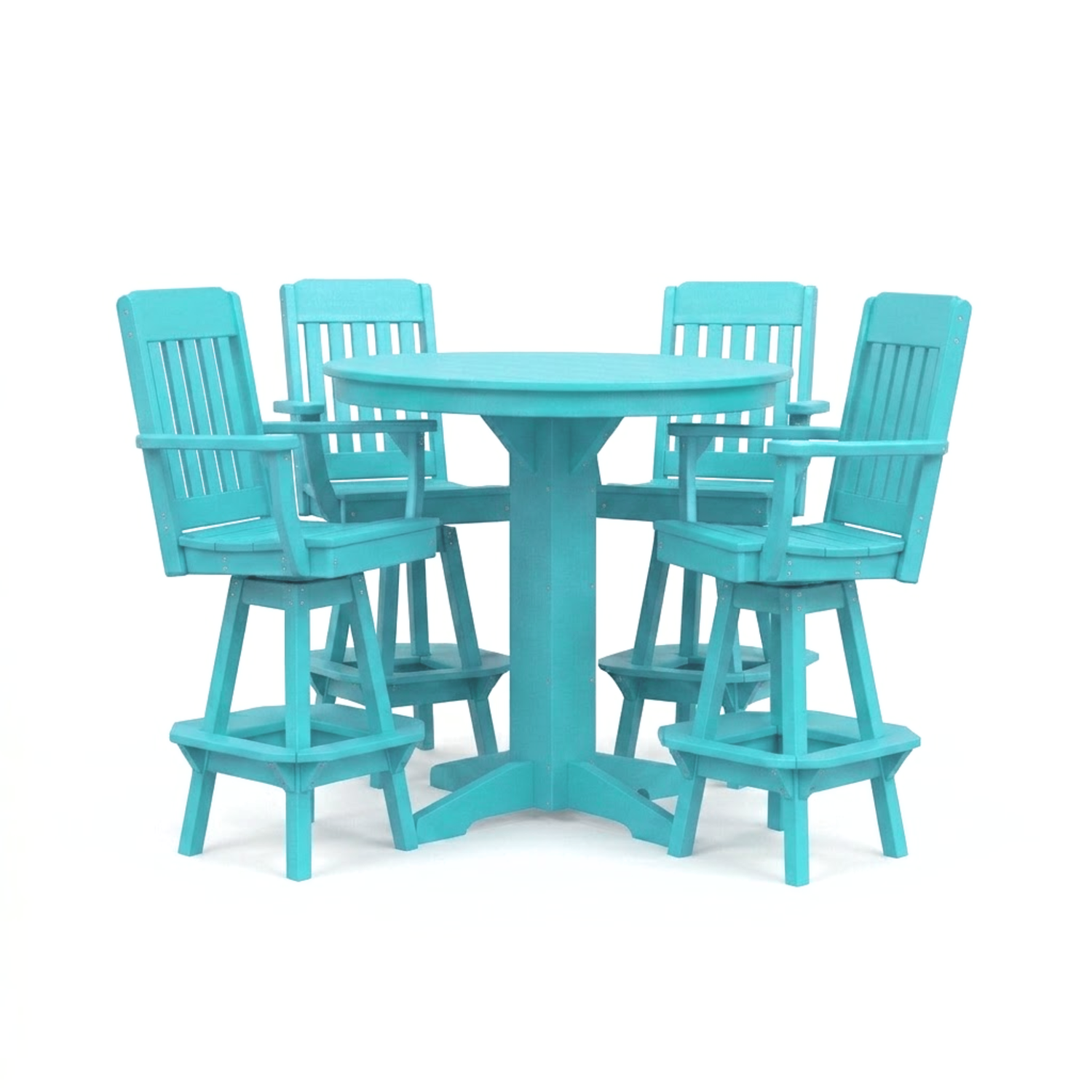 Keystone Amish Co. Traditional 5-Piece Bar Poly Dining Set with Round Table