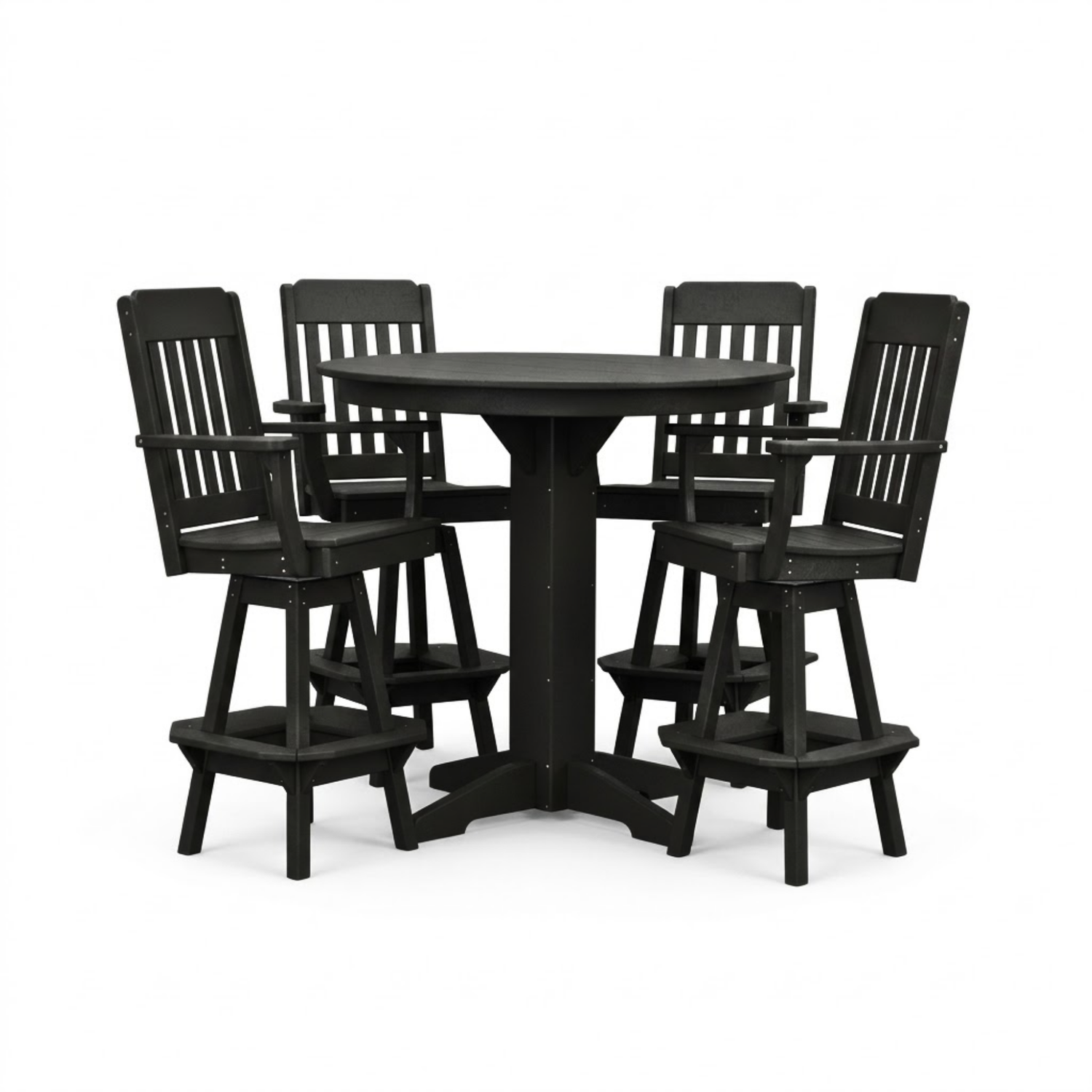 Keystone Amish Co. Traditional 5-Piece Bar Poly Dining Set with Round Table