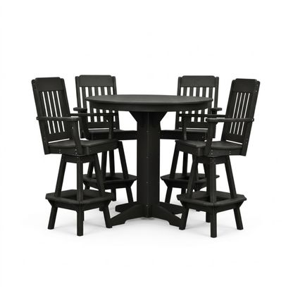 Keystone Amish Co. Traditional 5-Piece Bar Poly Dining Set with Round Table