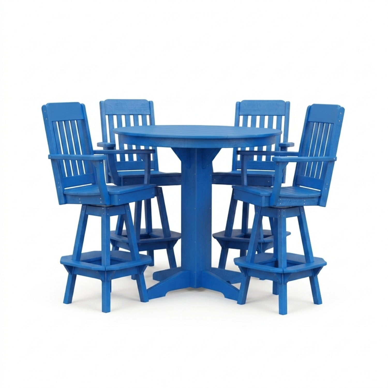 Keystone Amish Co. Traditional 5-Piece Bar Poly Dining Set with Round Table