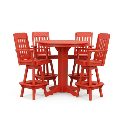 Keystone Amish Co. Traditional 5-Piece Bar Poly Dining Set with Round Table