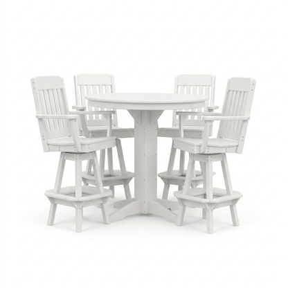 Keystone Amish Co. Traditional 5-Piece Bar Poly Dining Set with Round Table