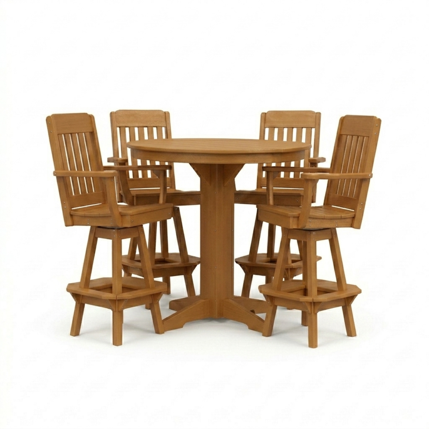 Keystone Amish Co. Traditional 5-Piece Bar Poly Dining Set with Round Table