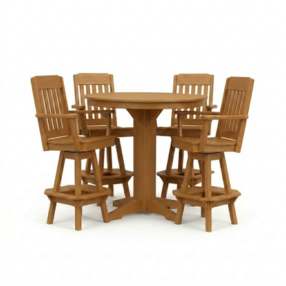 Keystone Amish Co. Traditional 5-Piece Bar Poly Dining Set with Round Table