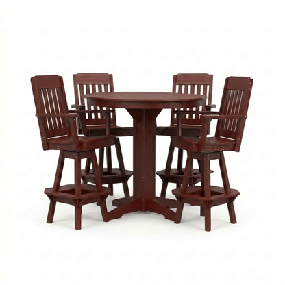 Keystone Amish Co. Traditional 5-Piece Bar Poly Dining Set with Round Table