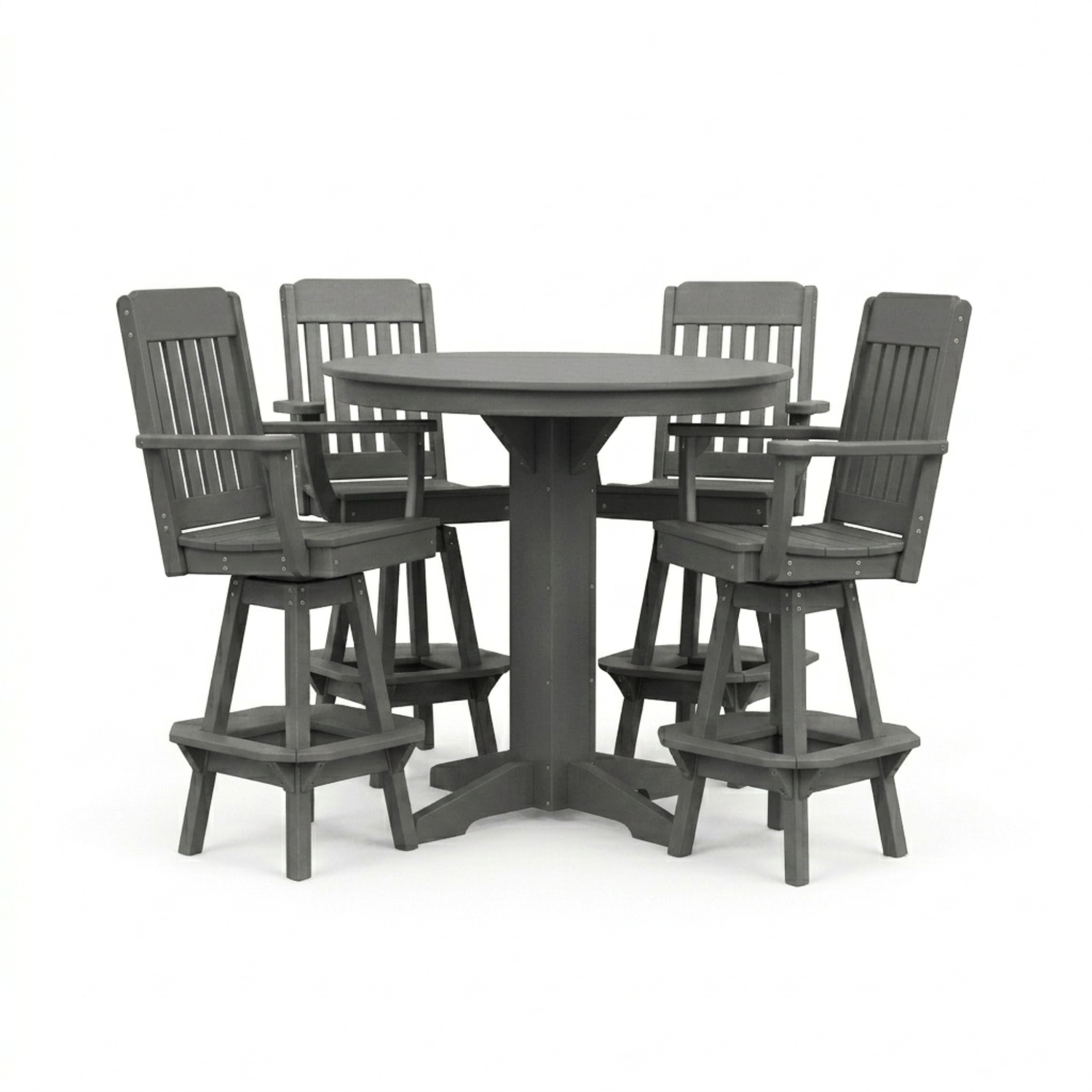 Keystone Amish Co. Traditional 5-Piece Bar Poly Dining Set with Round Table