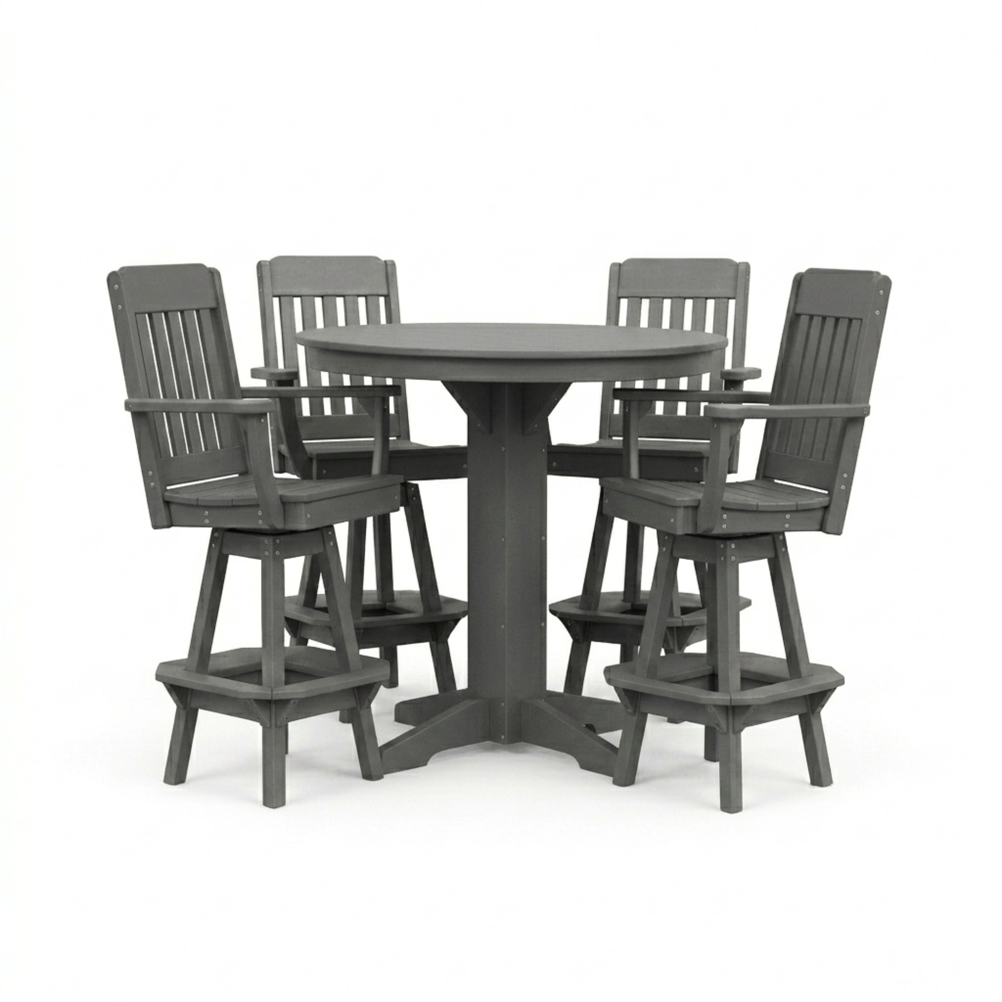 Keystone Amish Co. Traditional 5-Piece Bar Poly Dining Set with Round Table