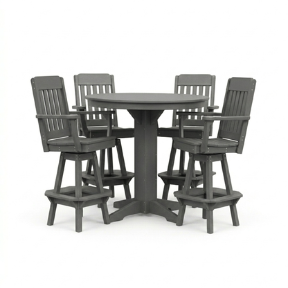Keystone Amish Co. Traditional 5-Piece Bar Poly Dining Set with Round Table
