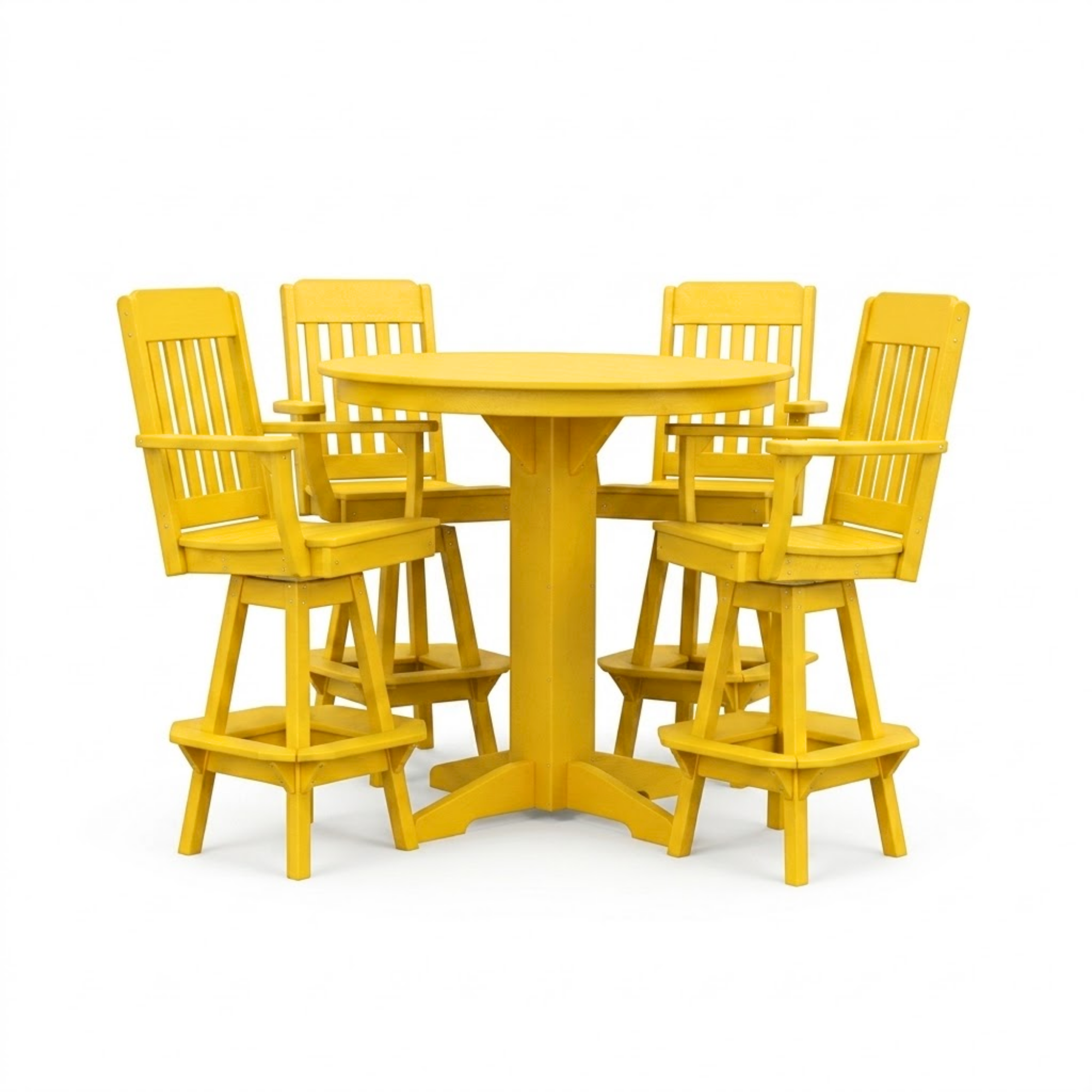 Keystone Amish Co. Traditional 5-Piece Bar Poly Dining Set with Round Table