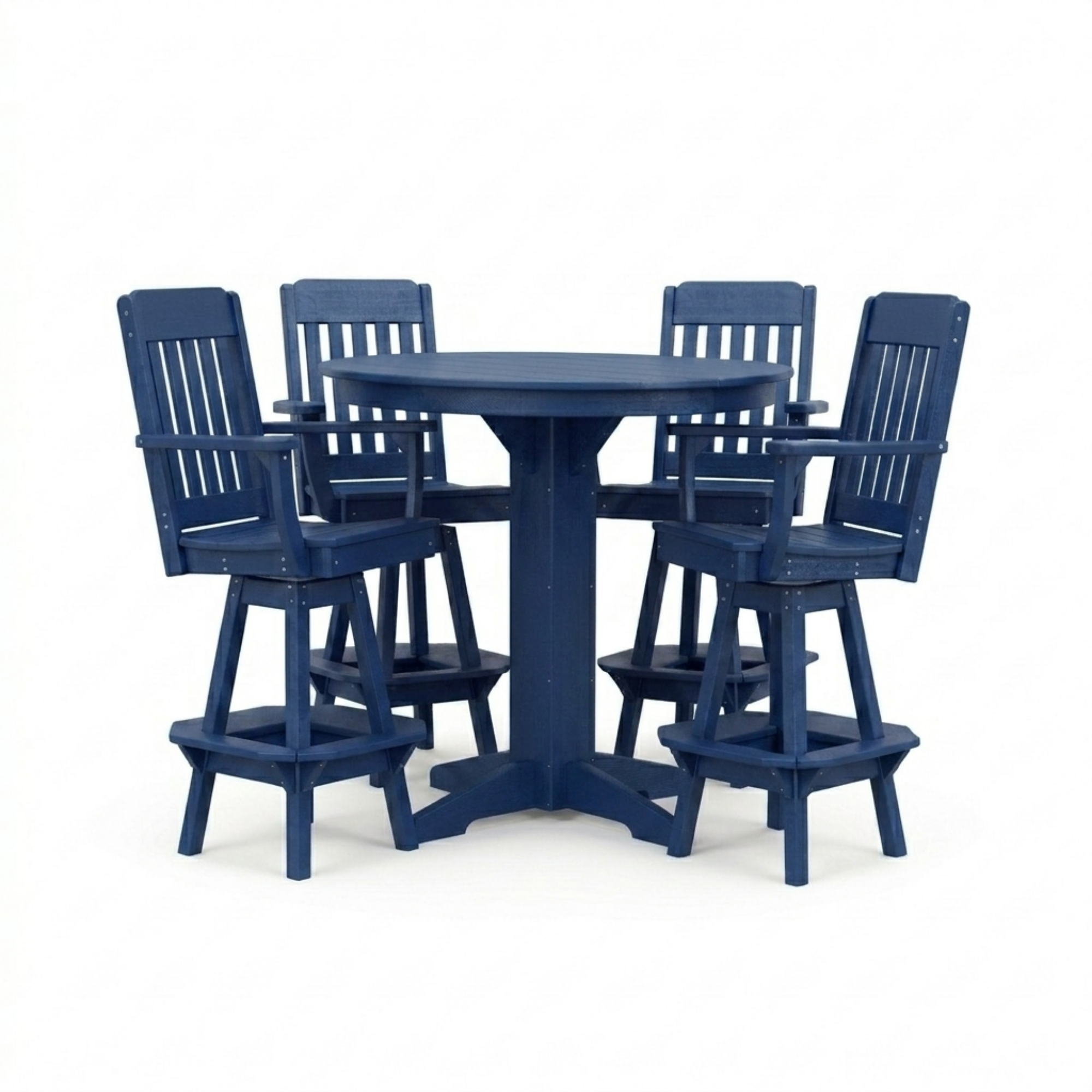 Keystone Amish Co. Traditional 5-Piece Bar Poly Dining Set with Round Table