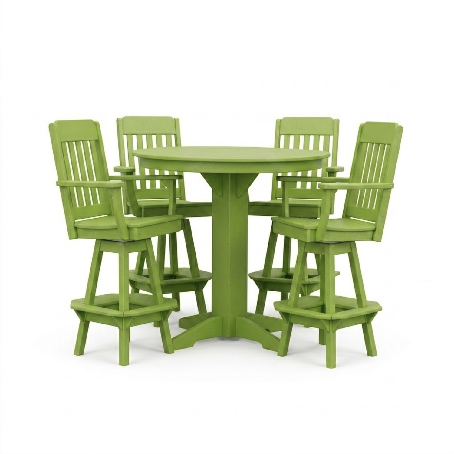 Keystone Amish Co. Traditional 5-Piece Bar Poly Dining Set with Round Table