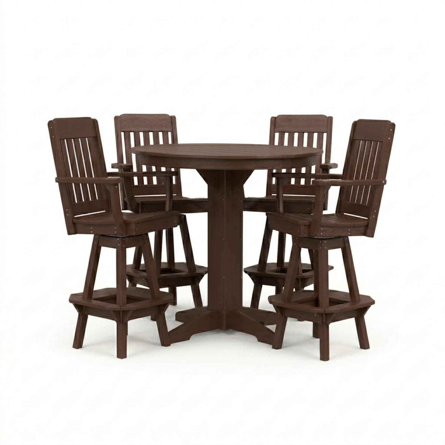 Keystone Amish Co. Traditional 5-Piece Bar Poly Dining Set with Round Table
