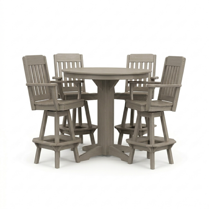 Keystone Amish Co. Traditional 5-Piece Bar Poly Dining Set with Round Table