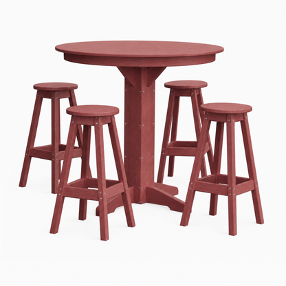 Keystone Amish Co. Poly Composite Sierra 5-Piece Bar Set with Round Table