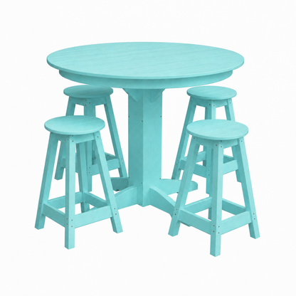 Keystone Amish Co. Sierra 5-Piece Poly Counter-Height Dining Set with Round Table