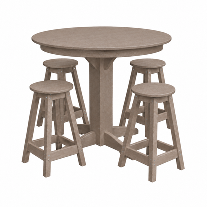 Keystone Amish Co. Sierra 5-Piece Poly Counter-Height Dining Set with Round Table