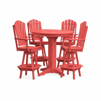 Keystone Amish Co. Sunburst 5-Piece Poly Bar Dining Set with Round Table
