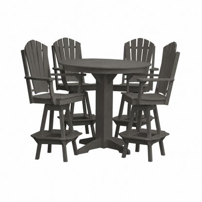 Keystone Amish Co. Sunburst 5-Piece Poly Bar Dining Set with Round Table