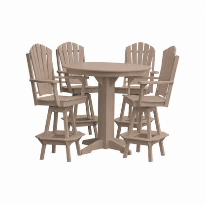 Keystone Amish Co. Sunburst 5-Piece Poly Bar Dining Set with Round Table