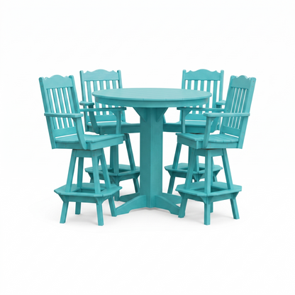 Keystone Amish Co. York 5-Piece Poly Bar Dining Set with Round Table