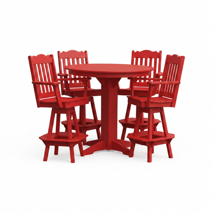 Keystone Amish Co. York 5-Piece Poly Bar Dining Set with Round Table