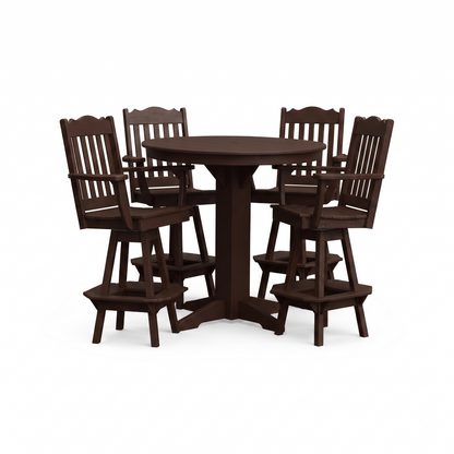 Keystone Amish Co. York 5-Piece Poly Bar Dining Set with Round Table