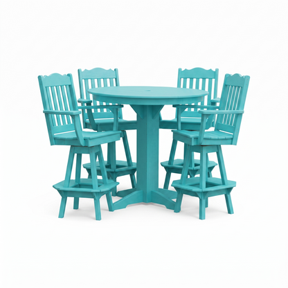 Keystone Amish Co. York 5-Piece Poly Bar Dining Set with Round Table