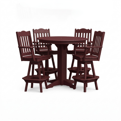 Keystone Amish Co. York 5-Piece Poly Bar Dining Set with Round Table