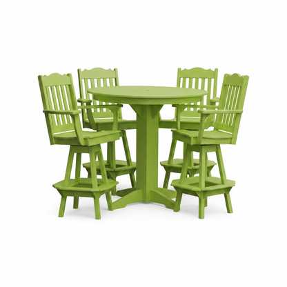 Keystone Amish Co. York 5-Piece Poly Bar Dining Set with Round Table