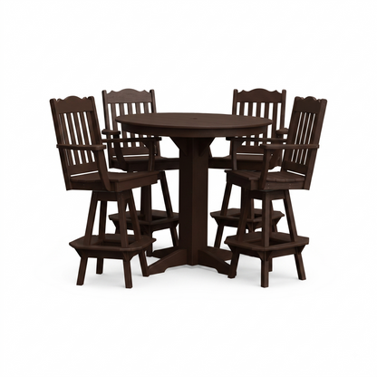 Keystone Amish Co. York 5-Piece Poly Bar Dining Set with Round Table