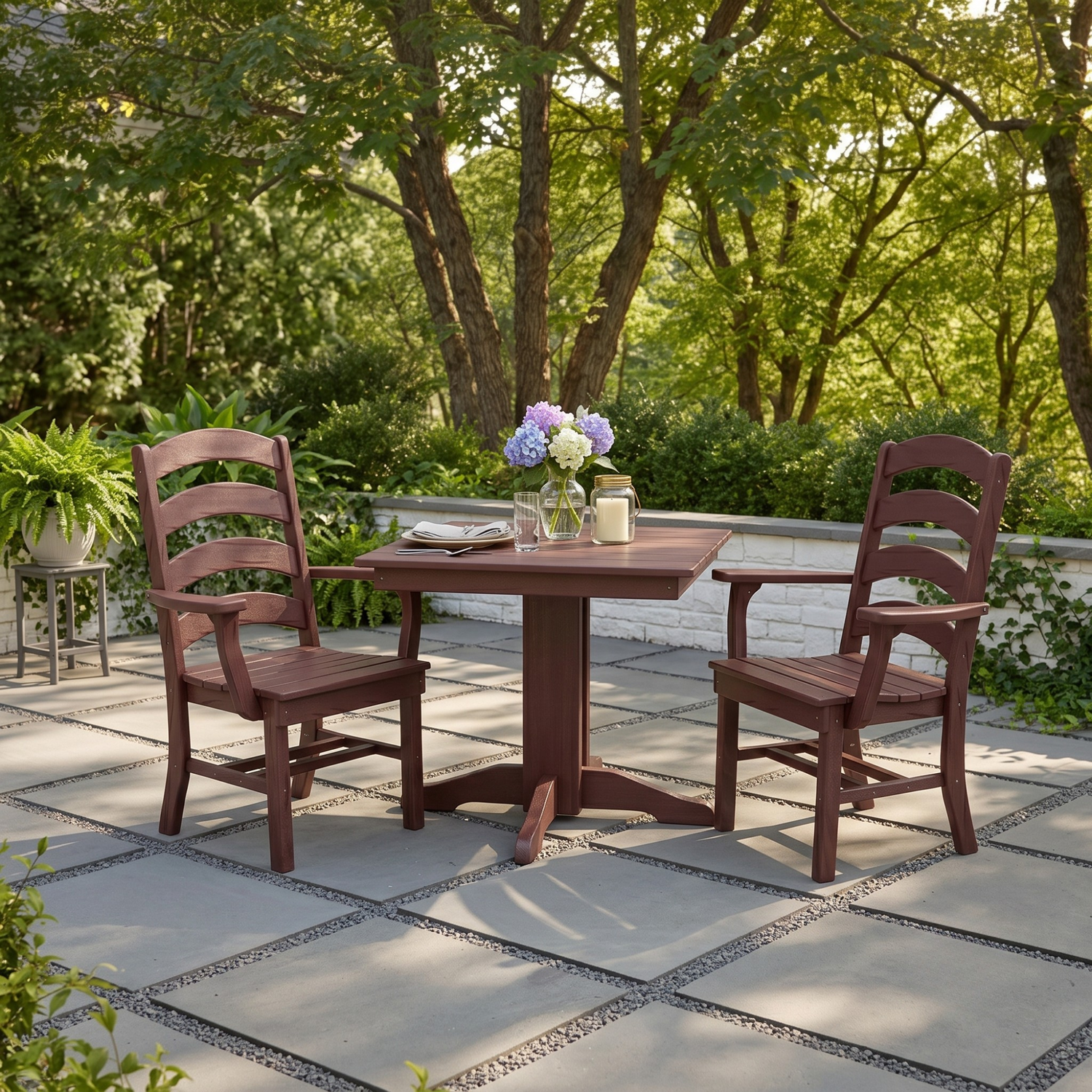 Keystone Amish Co. Josie 2 Person Poly Outdoor Dining Set with Square Table