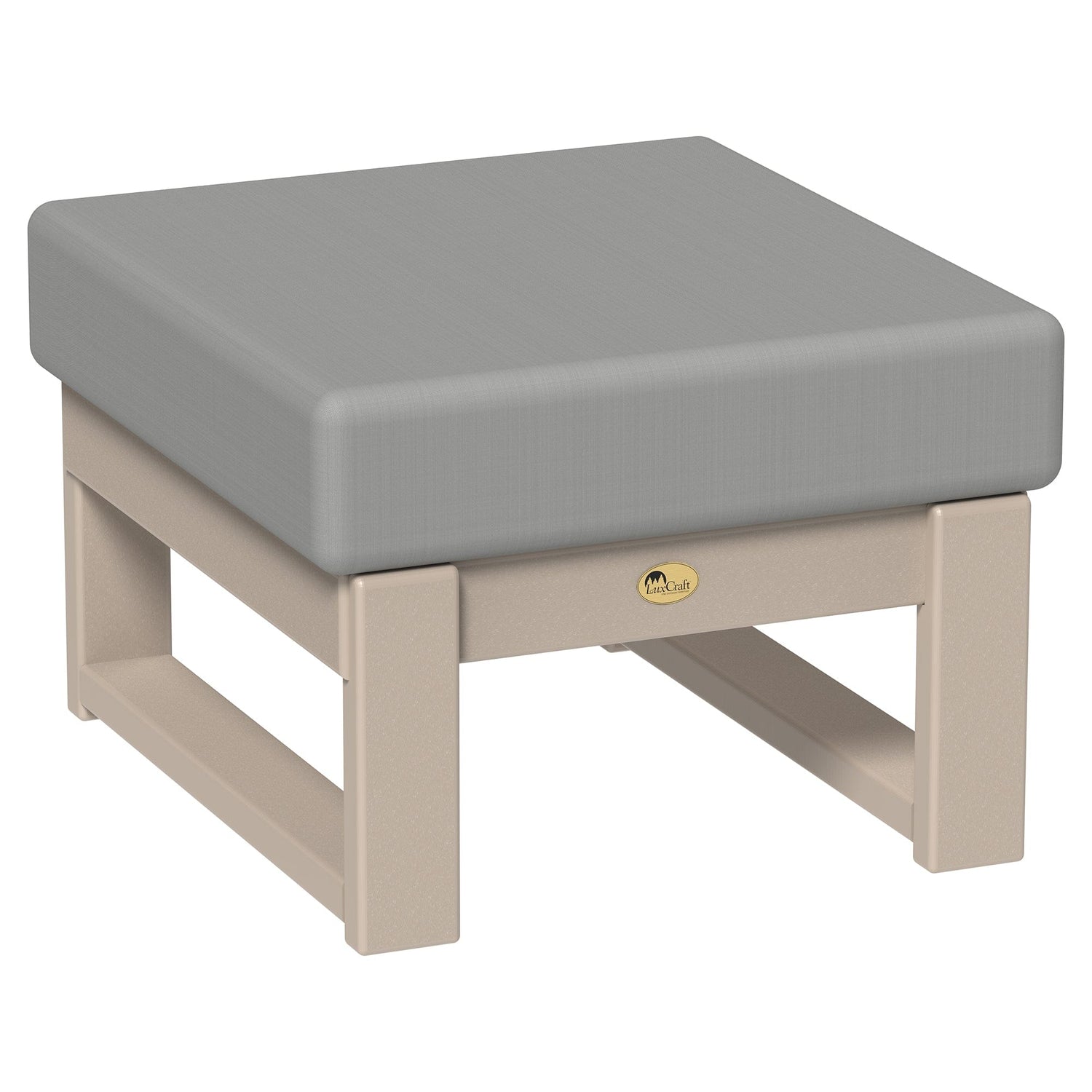 LuxCraft Poly Composite Lanai Deep Seating Ottoman with Cushion